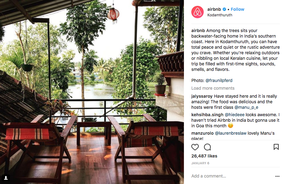 Airbnb on Instagram Screen Shot